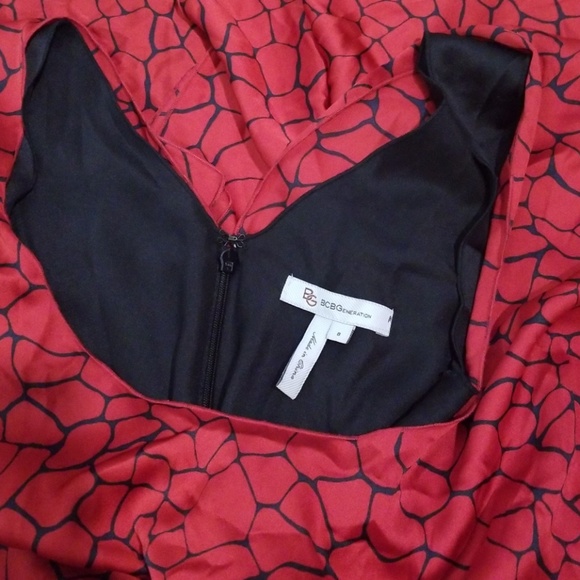 BCBGeneration Red & Black Print Ruffle Back Dress - Picture 6 of 6